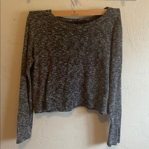 Grey Cropped Long Sleeve Shirt